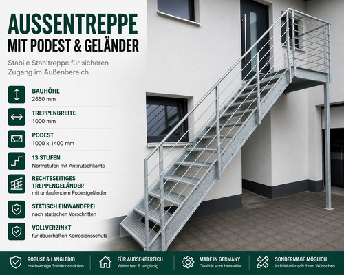 Außentreppe stahl m mit - außentreppe,